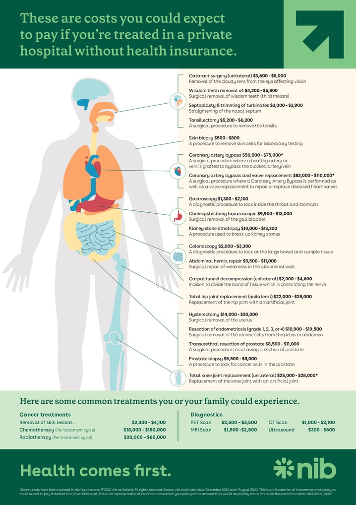 nib private healthcare cost